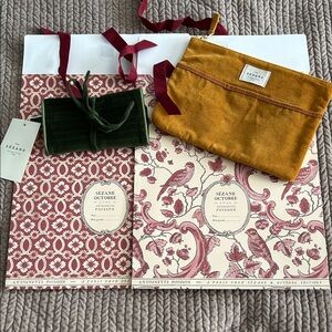 Sézane flat pouch, jewelry pouch and 2 gift bags